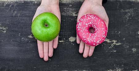 Even though both are sweet an apple is better than a doughnut for healthy blood sugar. even though both are sweet an apple is better than a doughnut for healthy blood sugar