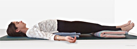 Supported Bridge Pose using two yoga blocks or just blankets Supported Bridge Pose using two yoga blocks or just blankets