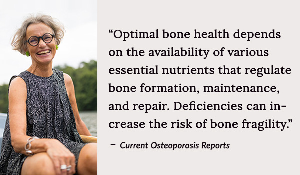 Bone health depends on essential nutrients that regulate bone formation, maintenance, and repair