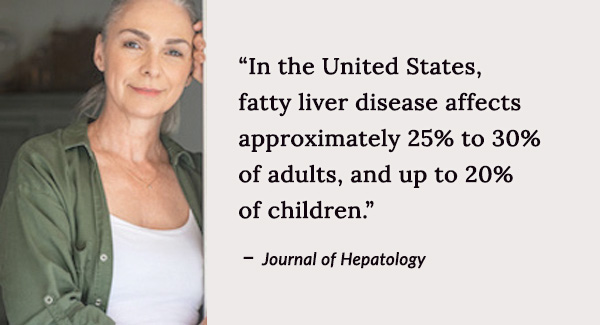 In the United States, fatty liver disease affects approximately 25% to 30% of adults