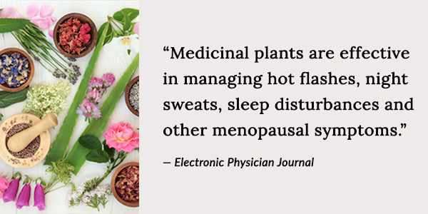 Medicinal plants are effective in managing hot flashes, night sweats, sleep disturbances and other menopausal symptoms