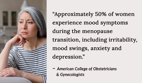 Approximately 50% of women experience mood symptoms during the menopause transition
