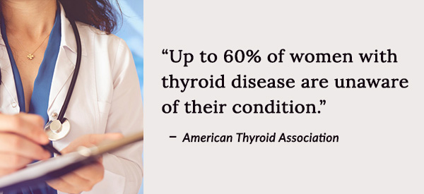Up to 60% of women with thyroid disease are unaware of their condition